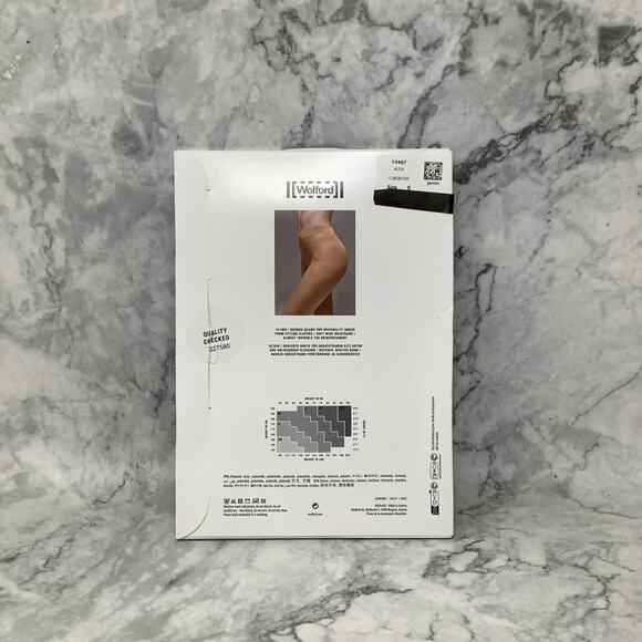 Wolford Womens Size Small Caramel Pure 10 Tights Ultra Sheer Bonded Seam D8-2 - Picture 4 of 8